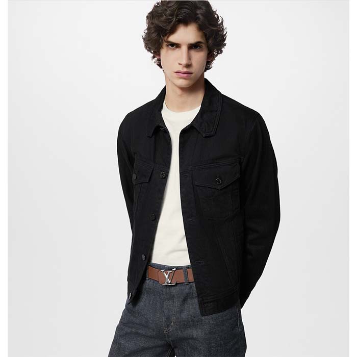 Louis Vuitton Unisex LV Pyramide 40 MM Reversible Calf Leather Monogram Illusion Strap