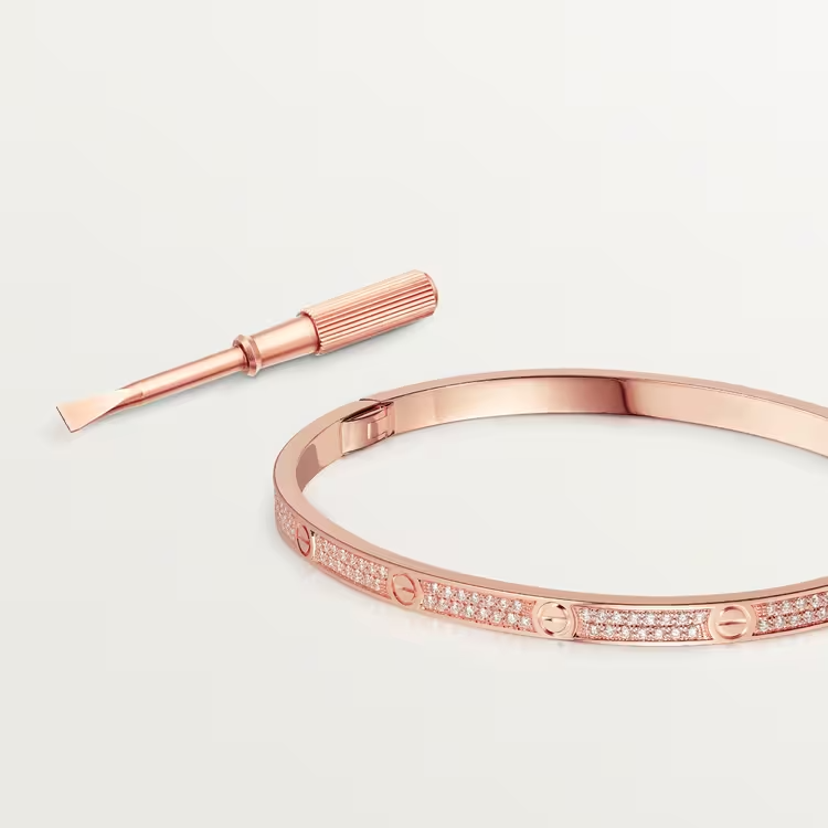 CARTIER LOVE BRACELET, SMALL MODEL, PAVED – 16