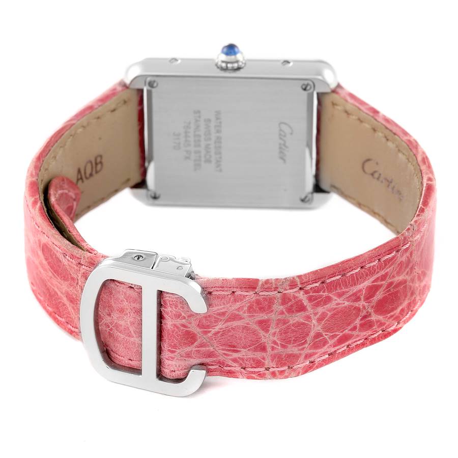 CARTIER All the photos are of the actual watch for sale  Cartier Tank Solo Pink Dial Pink Strap Steel Ladies Watch W5200000