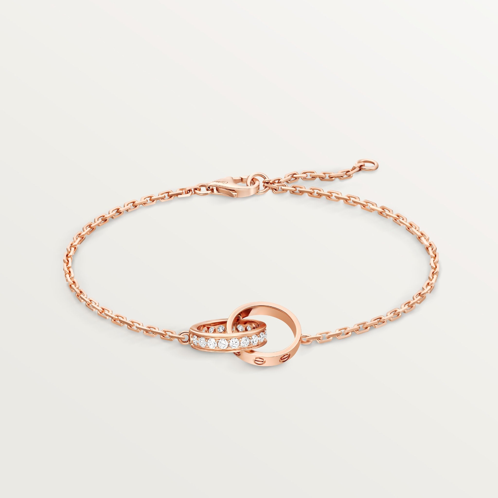 CARTIER LOVE BRACELET, ON CHAIN, SEMI-PAVED