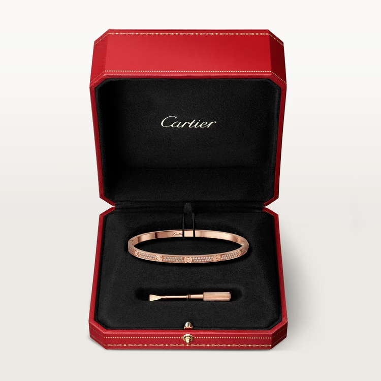 CARTIER LOVE BRACELET, SMALL MODEL, PAVED – 16