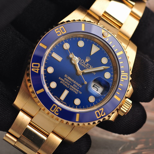 Rolex Submariner Date Blue Dial 18k Yellow Gold 41mm