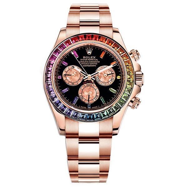 Rolex Daytona Rainbow Baguettes Rose Gold Black Dial 40mm 116595RBOW