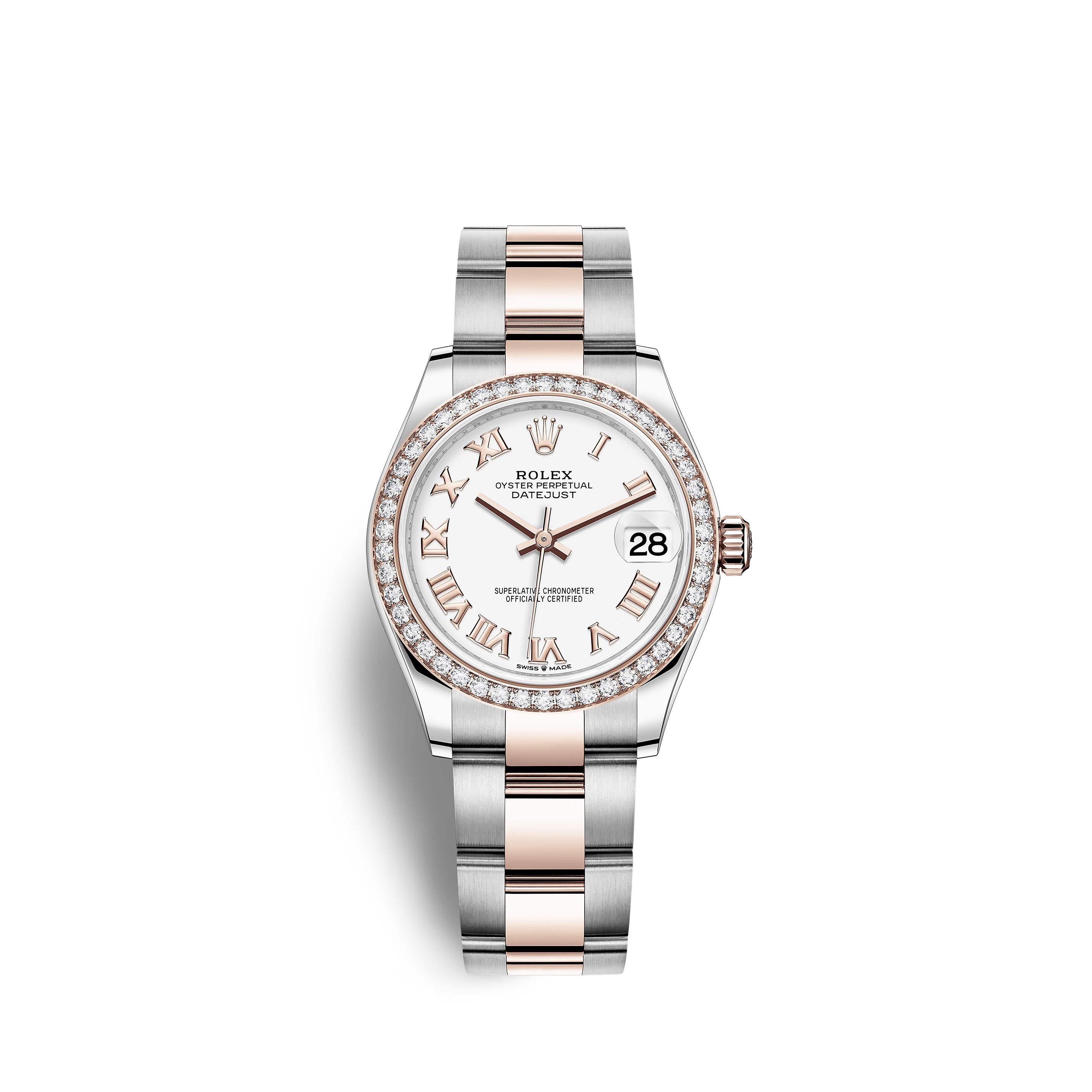 Rolex Datejust 31, Oystersteel, 18kt Everose Gold and diamonds, Ref# 278381RBR-0003
