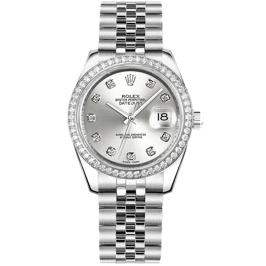 Rolex Datejust 31 Silver Diamond Dial & Bezel Watch 178384