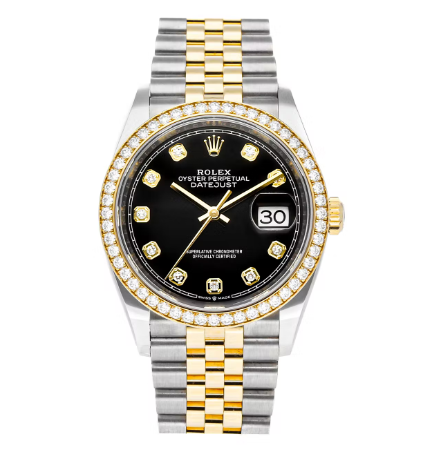 Rolex Datejust Black dial set with diamonds 36mm