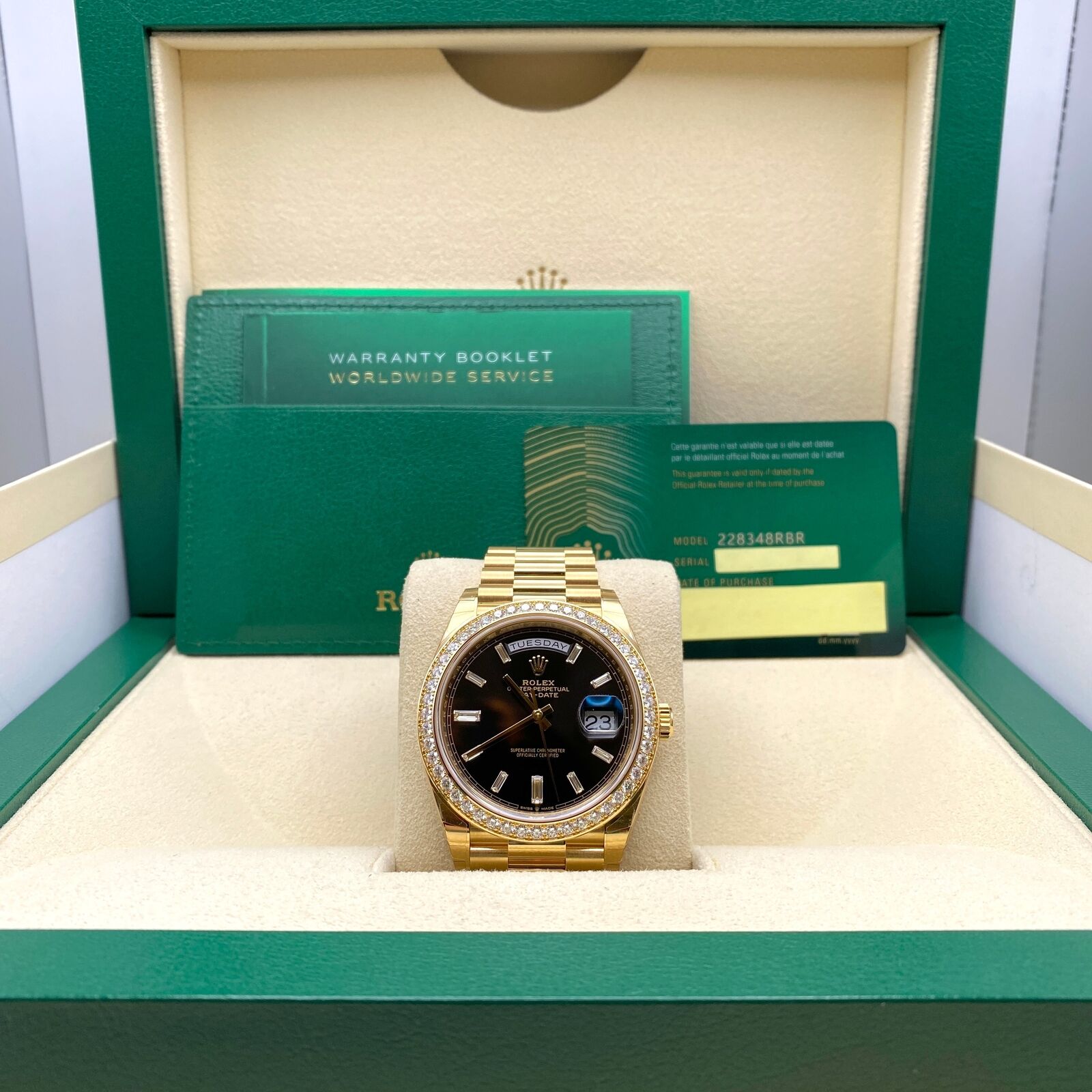 Rolex PRESIDENT DAY-DATE 36MM - BAGUETTE NOIR SMALL BEZEL
