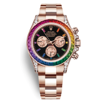 Rolex Daytona Rainbow Rose Gold Black Dial 40mm