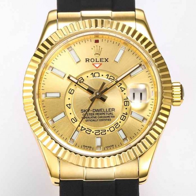 Rolex Sky-Dweller Yellow Gold Champagne Dial 42mm