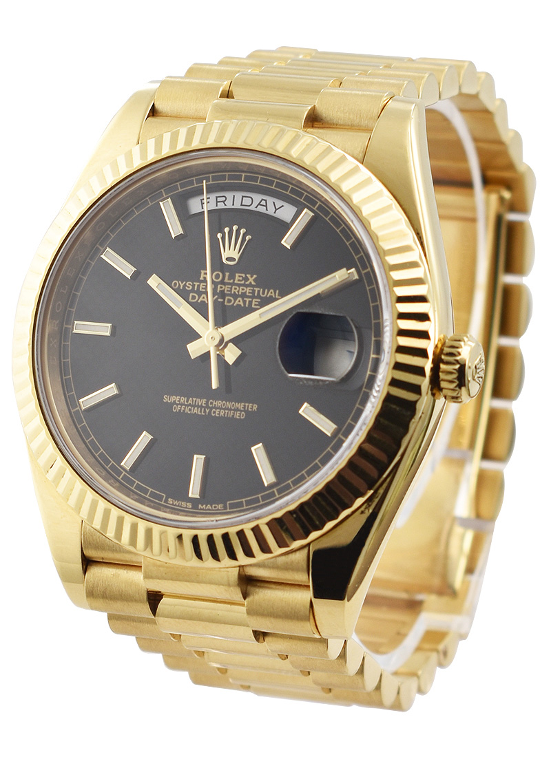 Rolex Day-Date 40 Yellow Gold Black Dial Watch 228238-0004