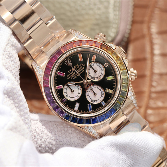 Rolex Daytona Rainbow Rose Gold Black Dial 40mm