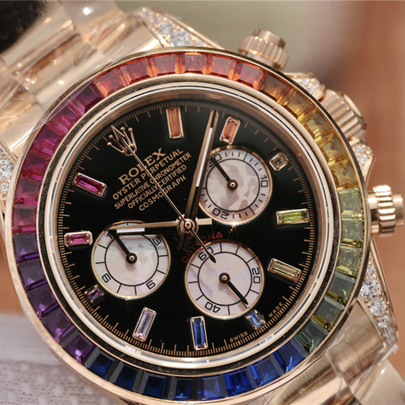 Rolex Daytona Rainbow Rose Gold Black Dial 40mm
