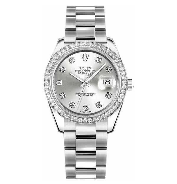 Rolex Datejust Silver Diamond Oyster Bracelet 31mm