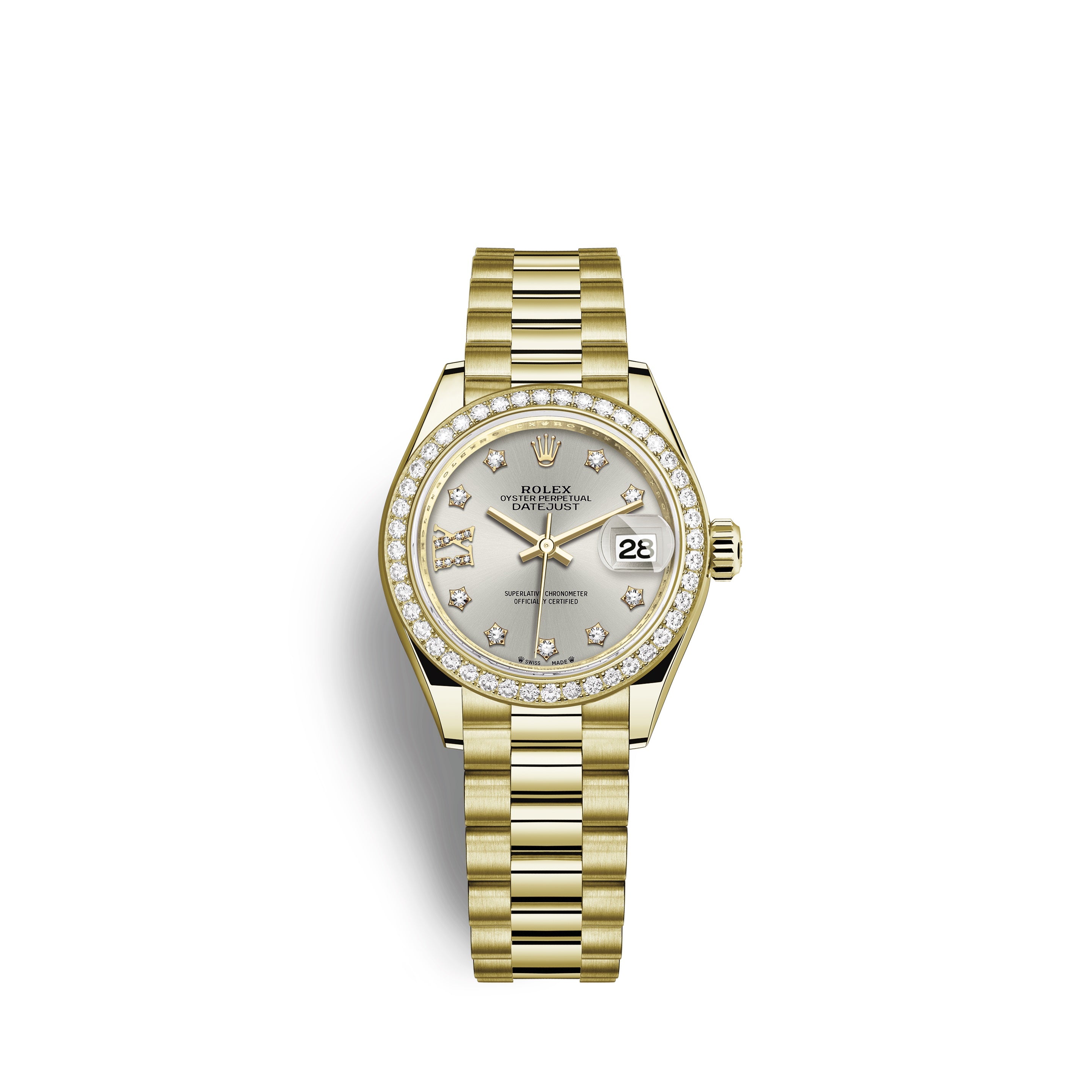 Rolex Lady-Datejust 28, 18kt Yellow Gold and diamonds, Ref# 279138RBR-0001
