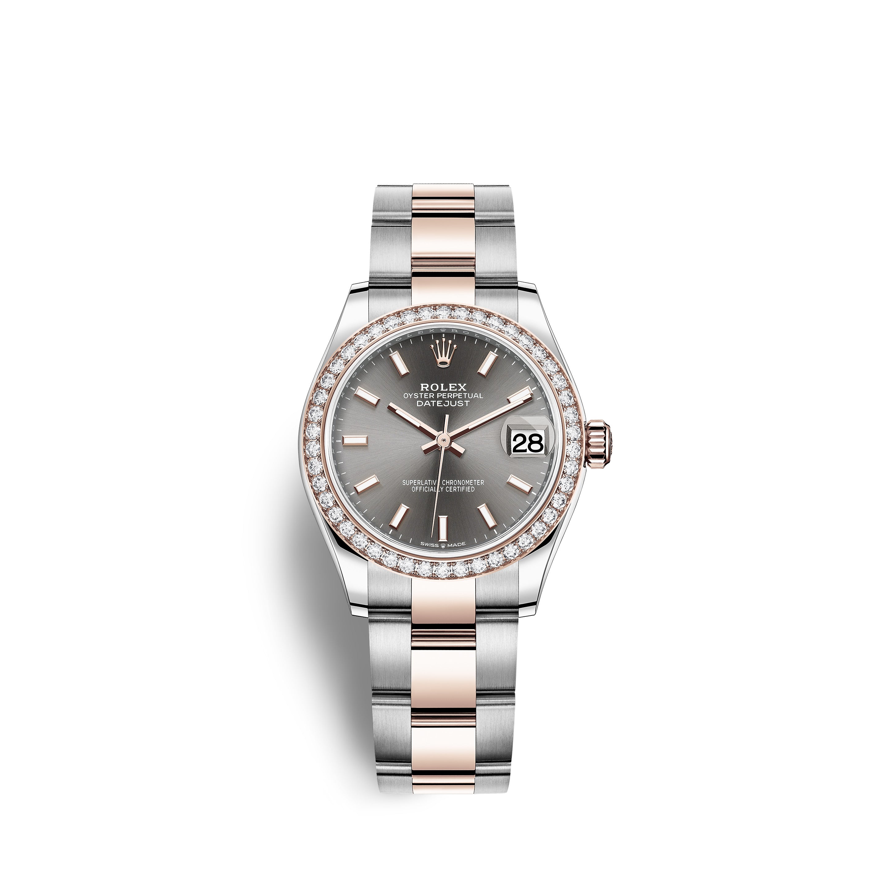 Rolex Datejust 31, Oystersteel, 18kt Everose Gold and diamonds, Ref# 278381RBR-0017