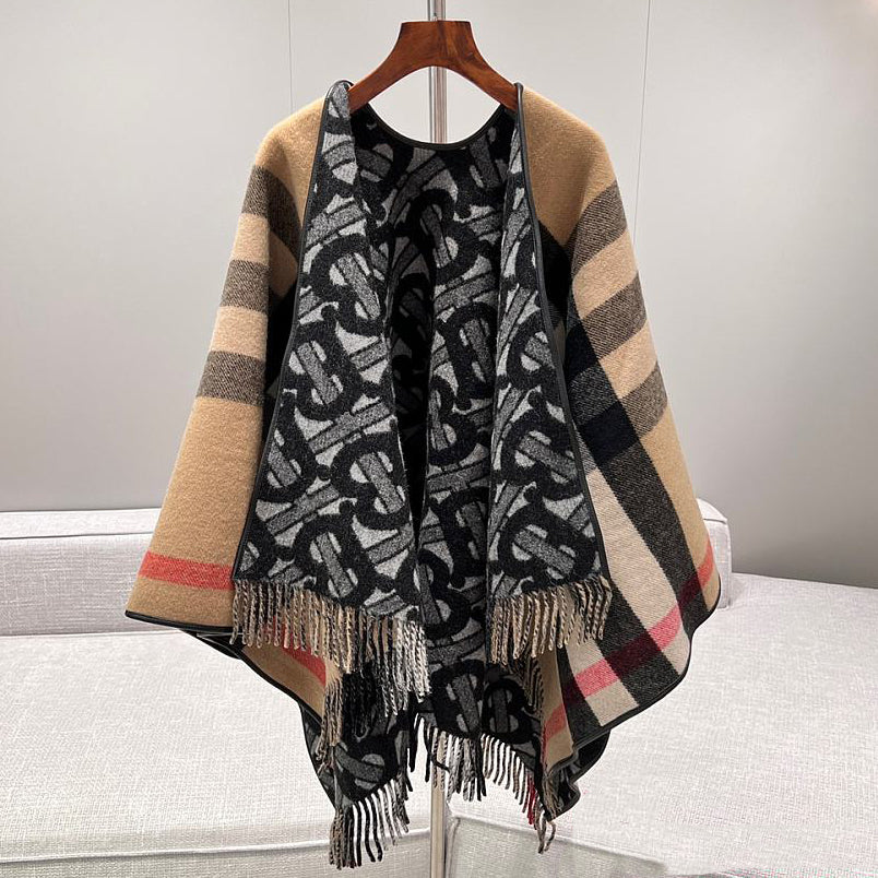 Plaid Cape Black Scaft 1025012216