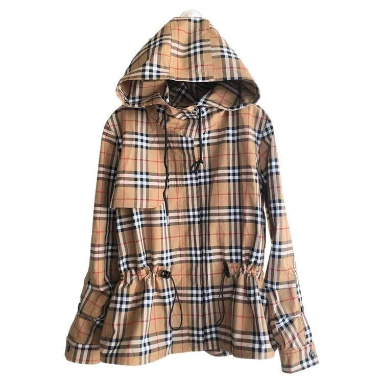 Early spring new fashionable plaid hooded jacket 1024022305
