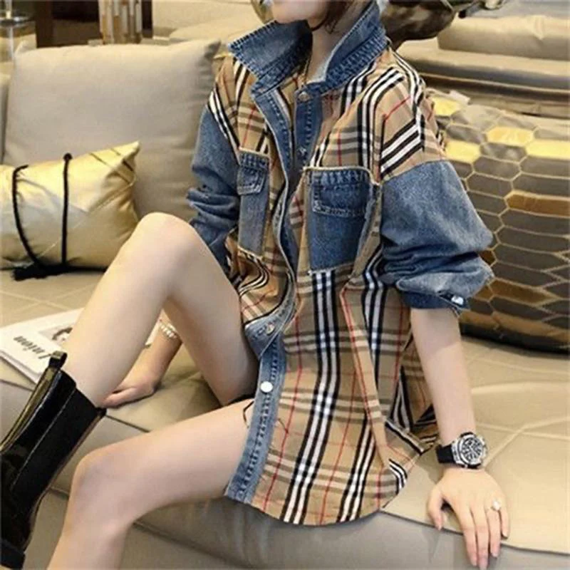 New fashion versatile patchwork denim jacket 1024022014