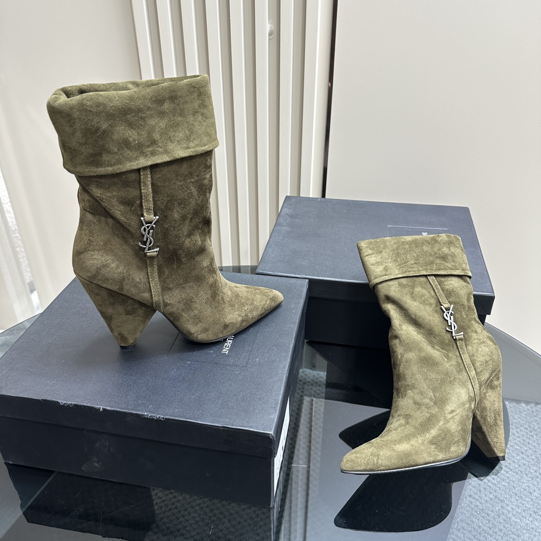 Y New Side Zipper High Heel Ankle Boots 0424111501