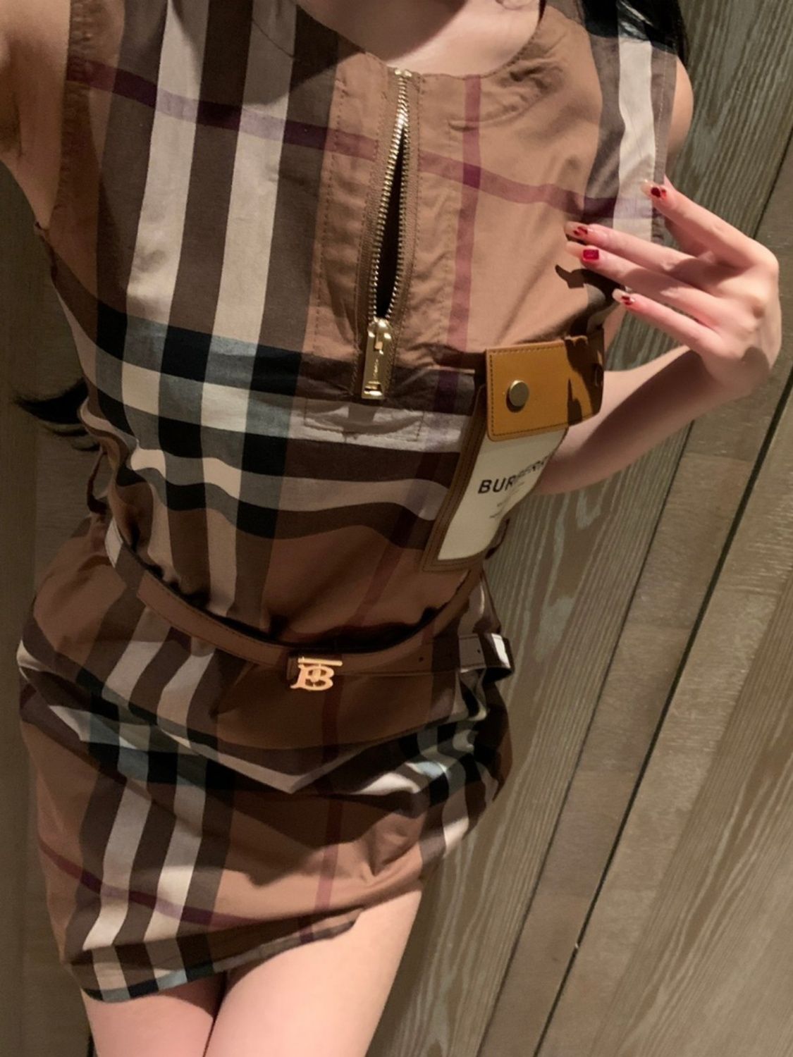 Plaid vest dress women 2025 summer classic lapel slim fit plaid sleeveless dress with belt PD042025071801