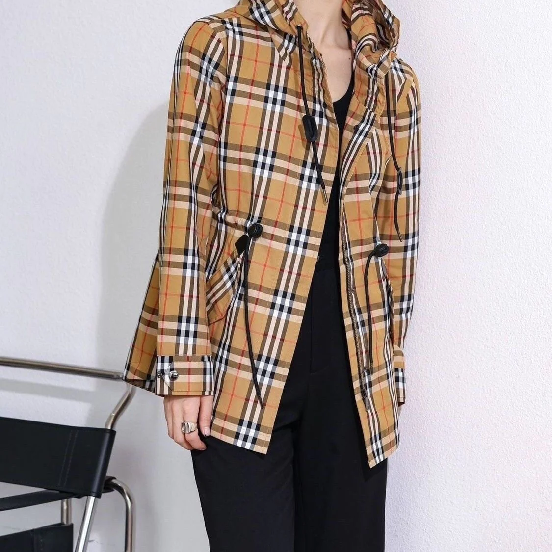 Early spring new fashionable plaid hooded jacket 1024022305