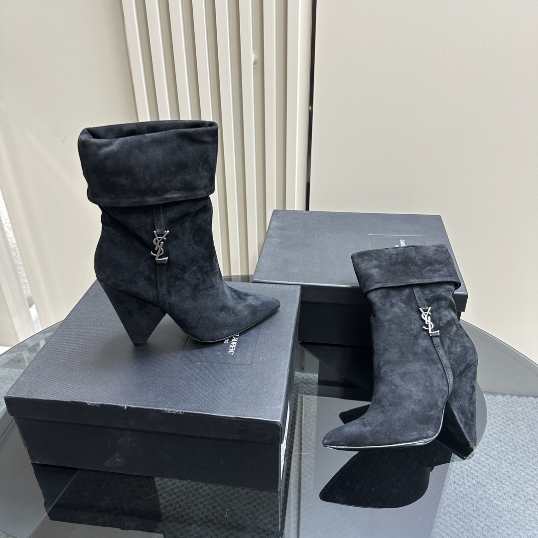 Y New Side Zipper High Heel Ankle Boots 0424111501