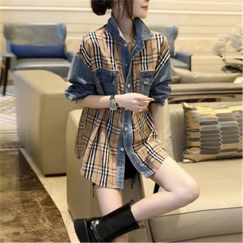 New fashion versatile patchwork denim jacket 1024022014