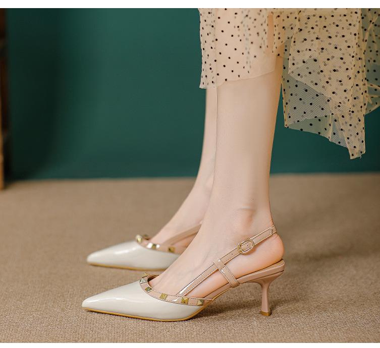 New style rivet buckle pointed toe high heels 1024022102