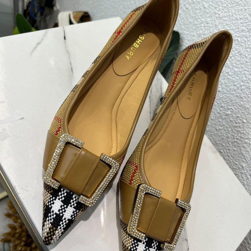 Thin Heel Checkered Buckle Fashion High Heel Shoes Single Shoes 1024022604