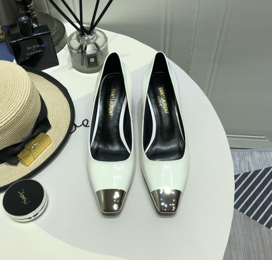 Saint Laurent Blade Slingback Pumps White For Women 0425020838