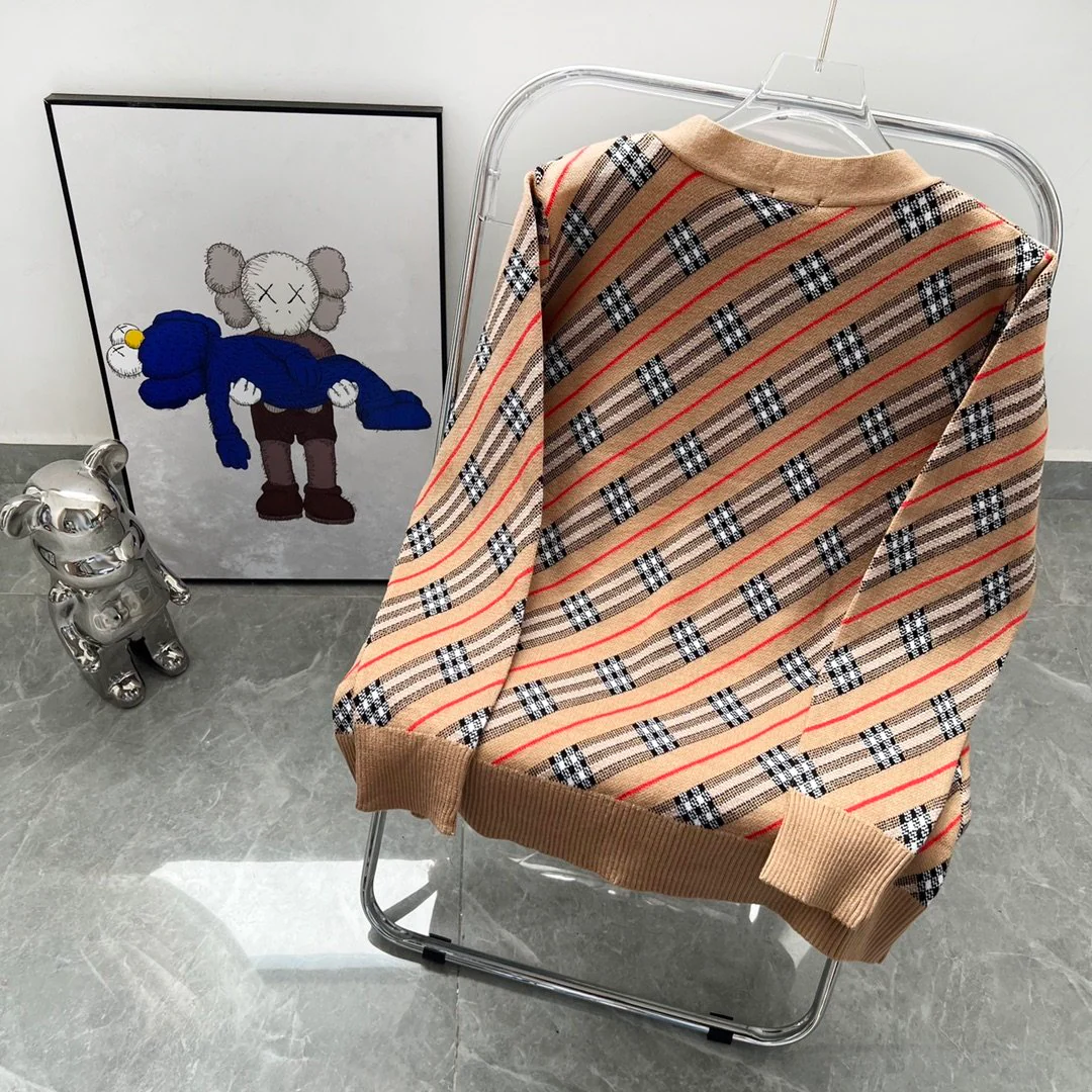 New Fashion Checkered Color Block Knitted Coat 1023122009