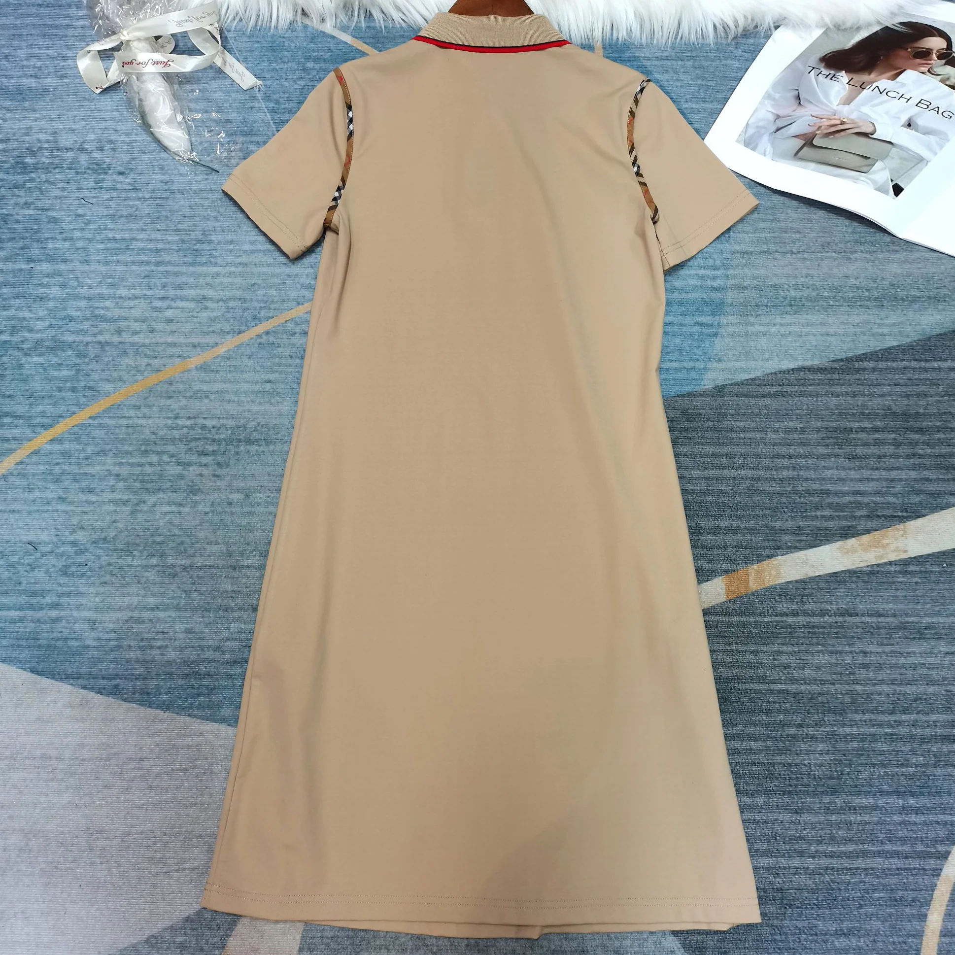 New Classic Ribbon Lapel Patchwork Dress 1025051322