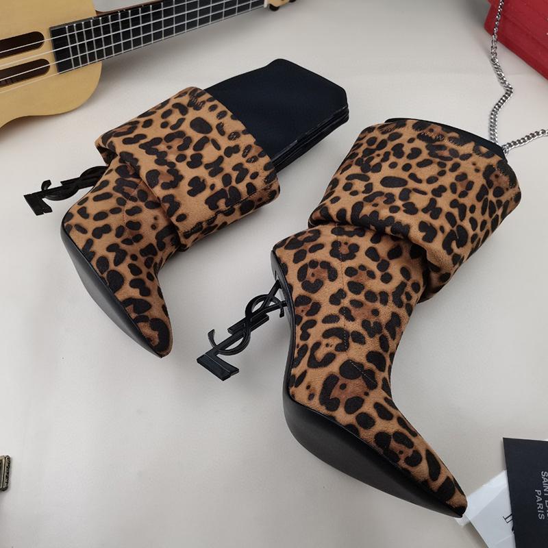 New Fashion Leopard Pattern High Heel Boots 1023121407