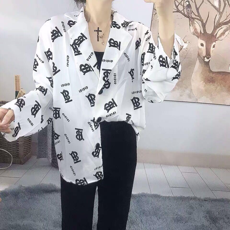 Fashion Versatile Printed Small Suit Long Sleeve Shirt 1024042714