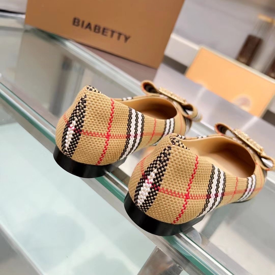 The latest plaid butterfly diamond buckle slip-on loafers PD042025051914