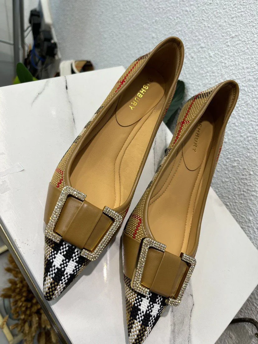 Thin Heel Checkered Buckle Fashion High Heel Shoes Single Shoes 1024022604