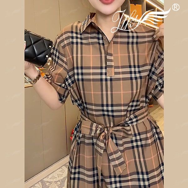 New casual retro plaid waist dress PD042025051910