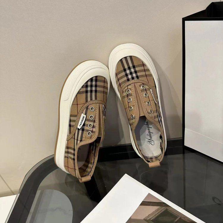 New Style Versatile Casual Shoes Plaid Canvas Shoes 1024042710