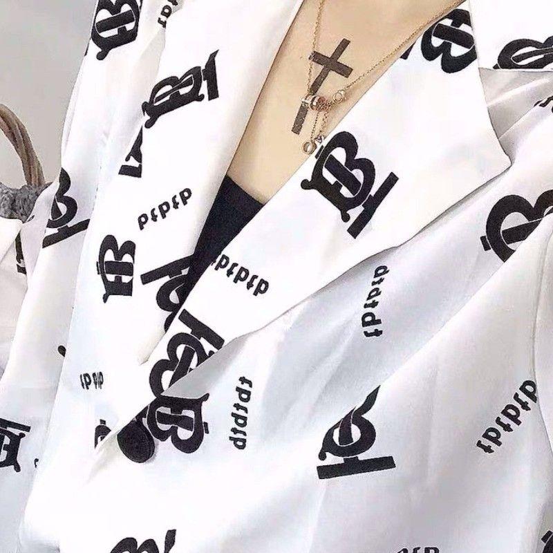 Fashion Versatile Printed Small Suit Long Sleeve Shirt 1024042714