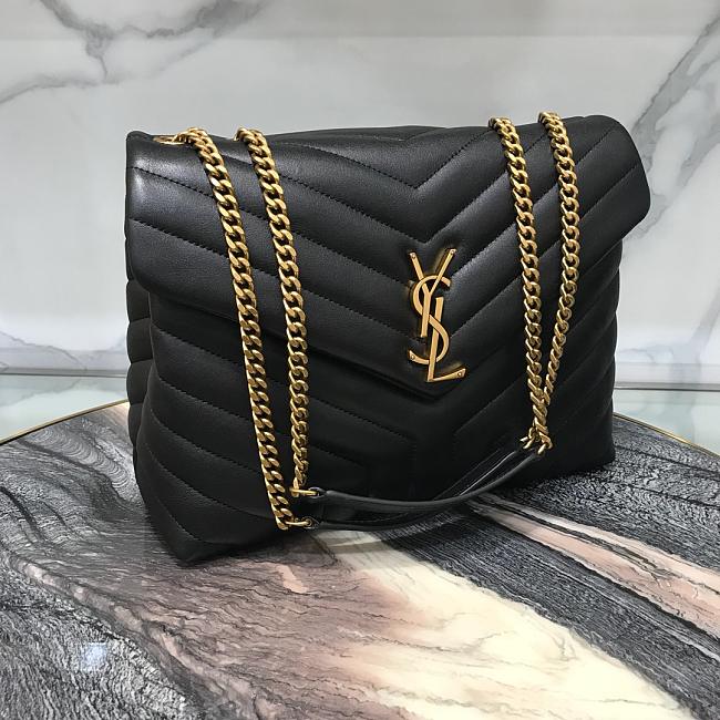 YL Medium 32 Loulou Bag Black in Gold 32x22x11cm 0424031805