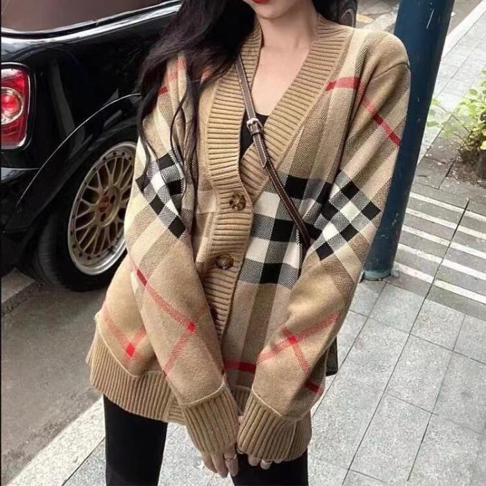 Khaki Classic Plaid Sweater 0823122501