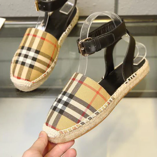Classic Plaid Cotton Hemp Braided Sandals 1025051311