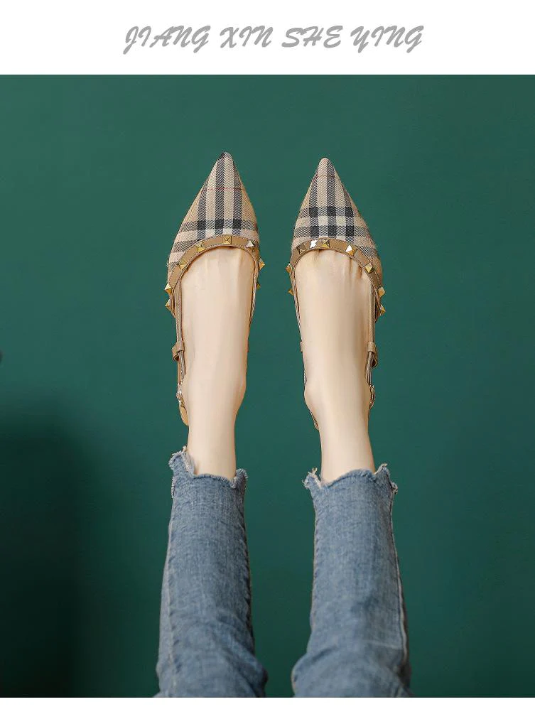 New style rivet buckle pointed toe high heels 1024022102