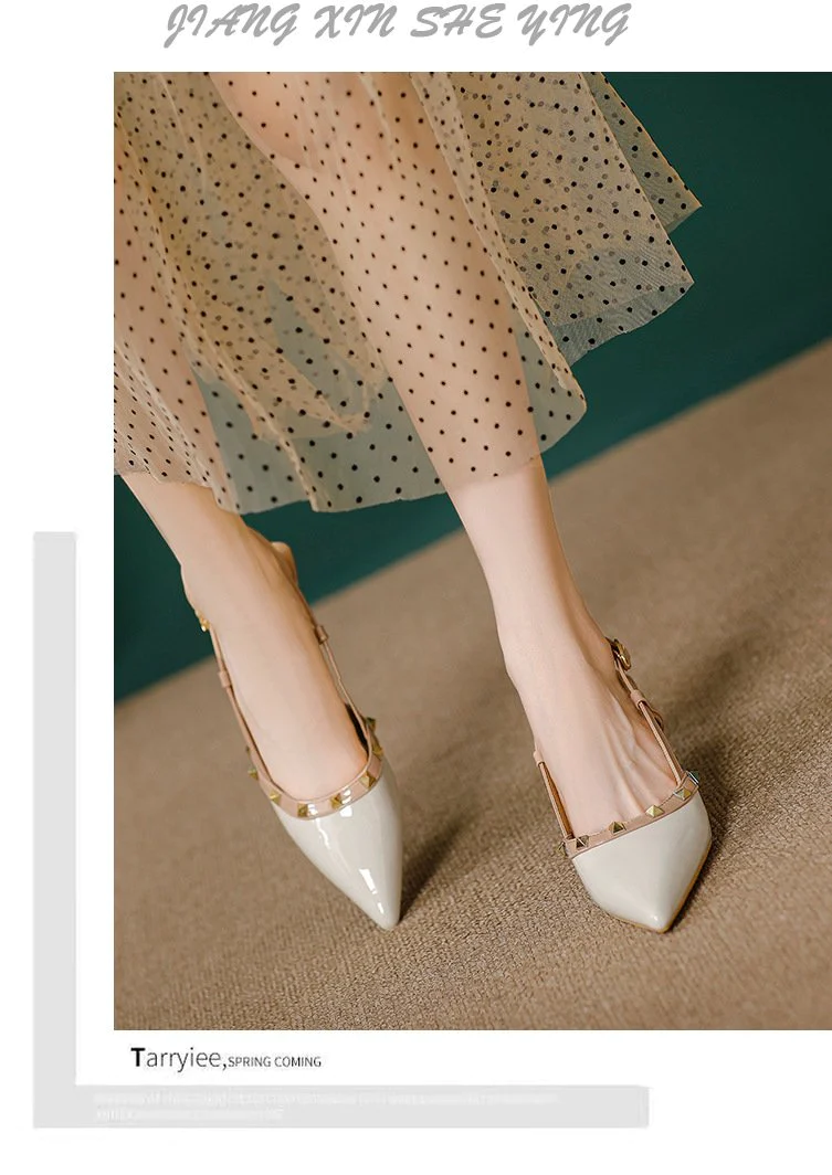 New style rivet buckle pointed toe high heels 1024022102