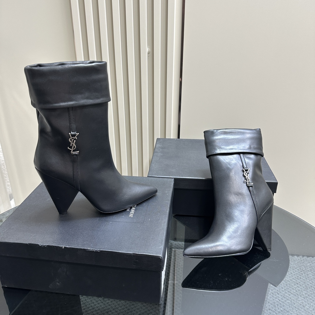 Y New Side Zipper High Heel Ankle Boots 0424111501