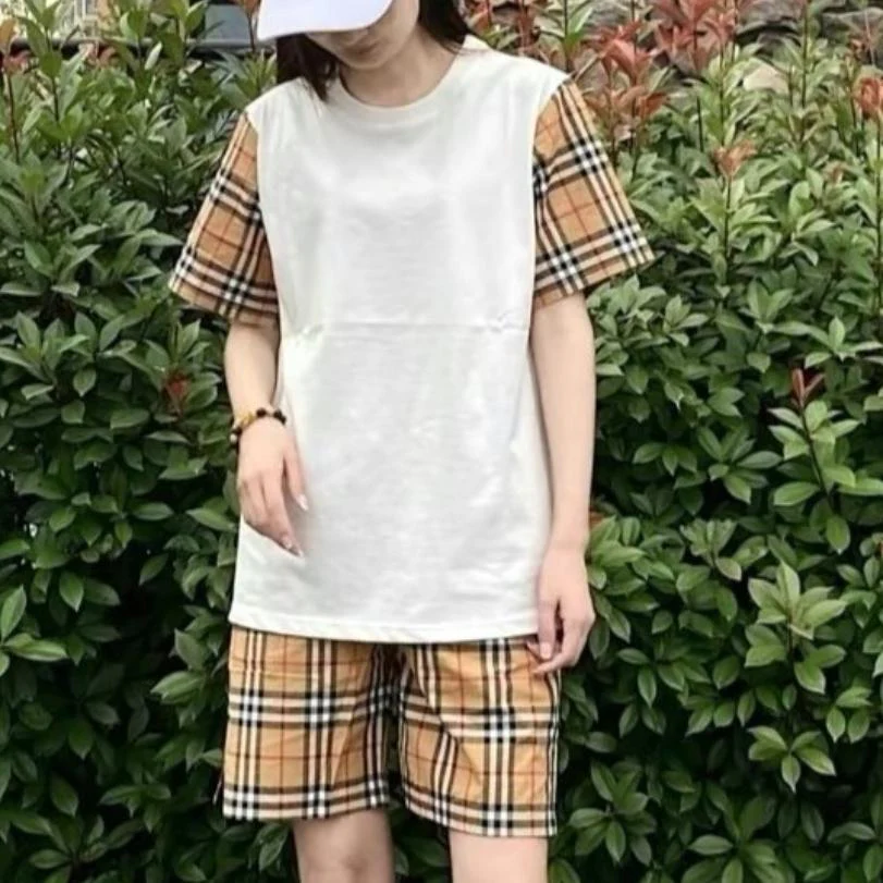 New Plaid Short-sleeved T-shirt Slim-fit Classic Casual All-match 1024042323