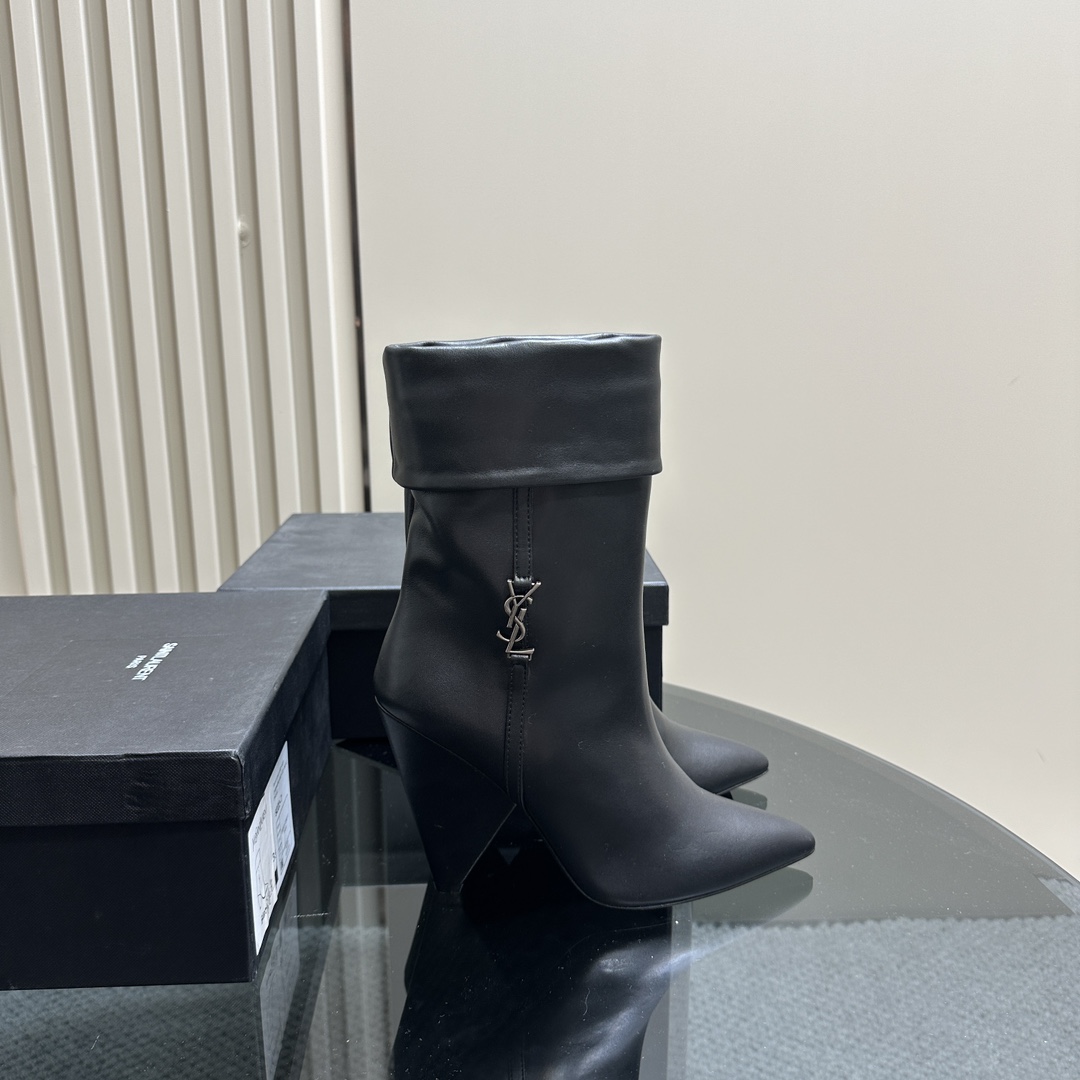 Y New Side Zipper High Heel Ankle Boots 0424111501