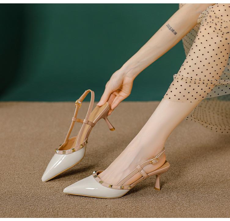 New style rivet buckle pointed toe high heels 1024022102