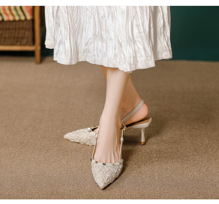 New style rivet buckle pointed toe high heels 1024022102