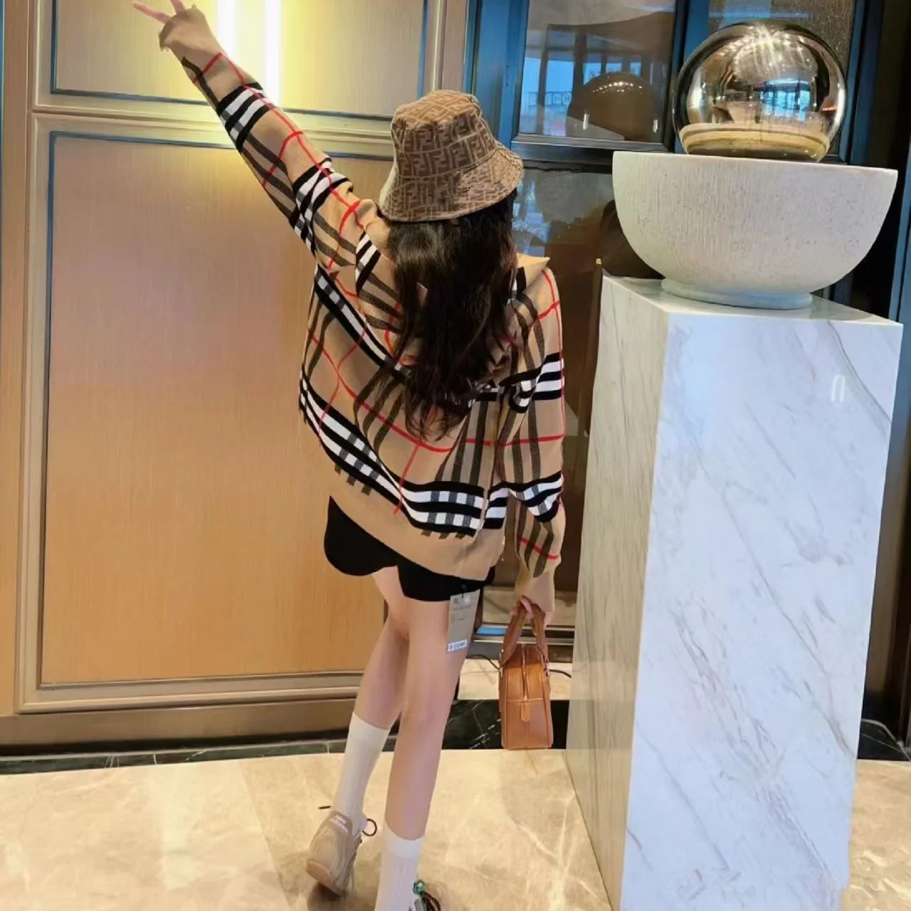 Classic double-sided hooded loose cardigan 1024102321